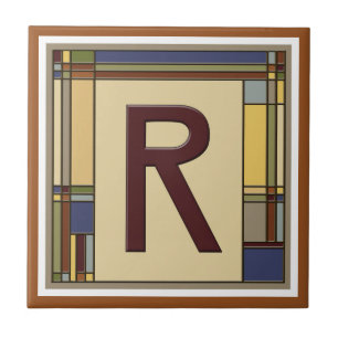 Wonderful Arts & Crafts Geometric Initial R Tile