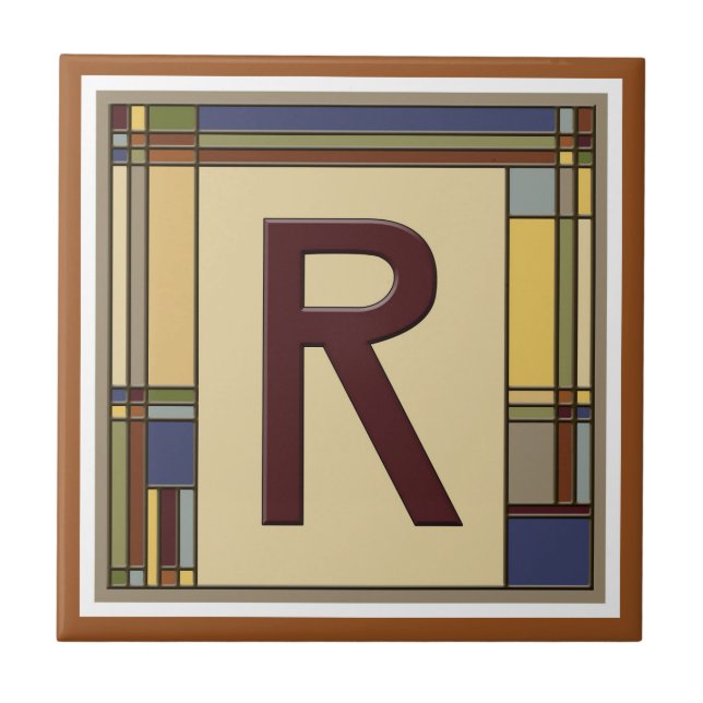 Wonderful Arts & Crafts Geometric Initial R Tile (Front)