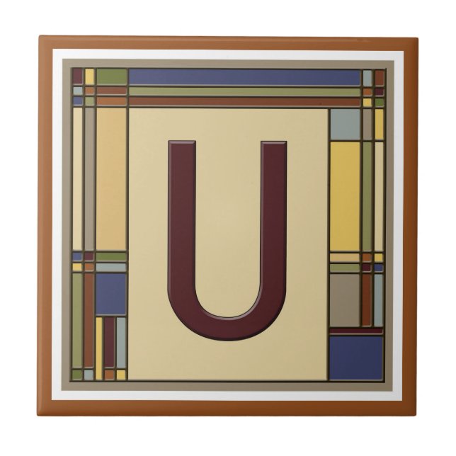 Wonderful Arts & Crafts Geometric Initial U Tile (Front)