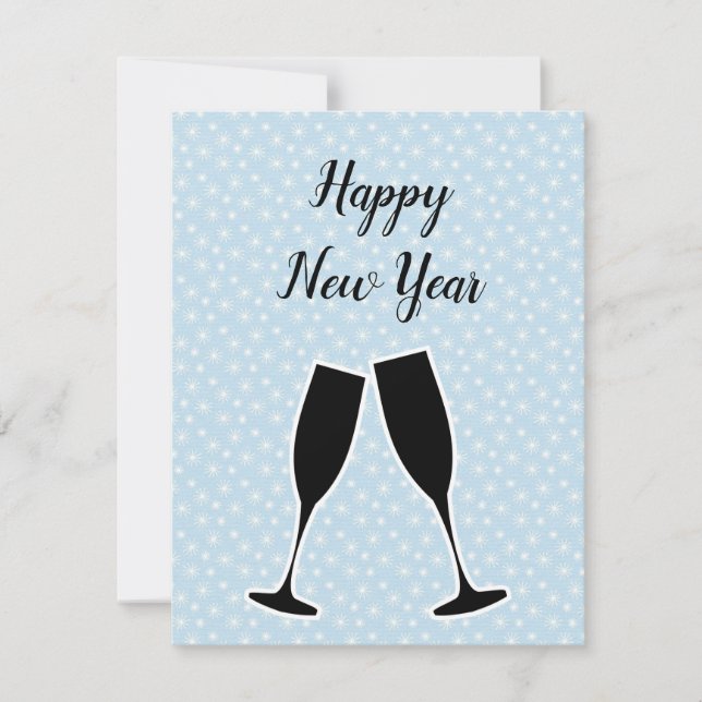 Wonderful, Awesome, Blue New Year  Holiday Card (Front)