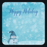 Wonderful, Awesome,Gorgeous Blue Snowman Christmas Square Sticker<br><div class="desc">Sweet,  Beautiful,  Sparkly Christmas Blue Snowman holiday card</div>