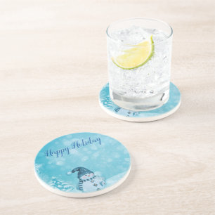 Wonderful, Awesome,Gorgeous Blue Snowman Coaster