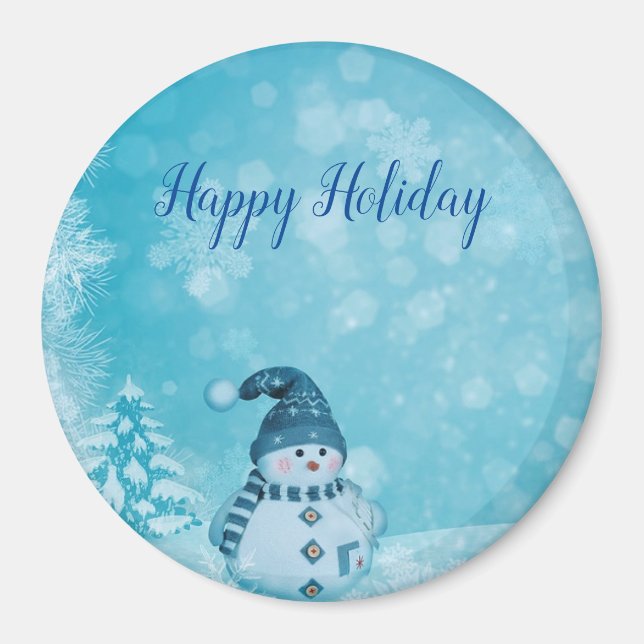 Wonderful, Awesome,Gorgeous Blue Snowman Magnet (Front)