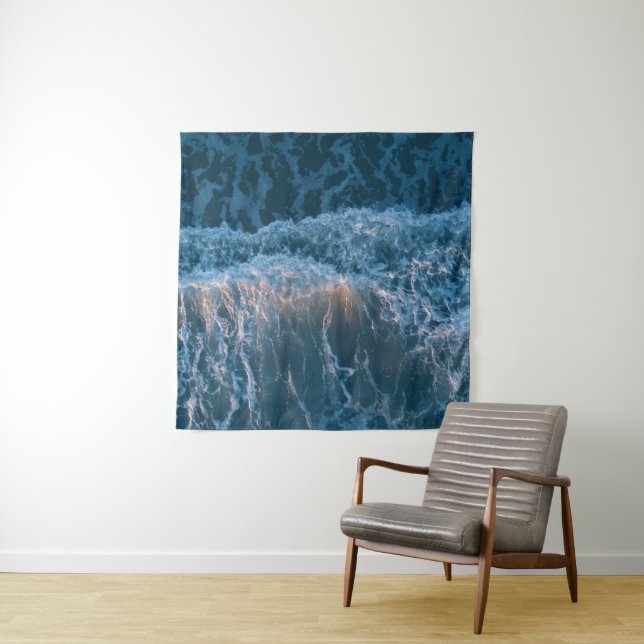 Wonderful Blue Waves Tapestry (In Situ)