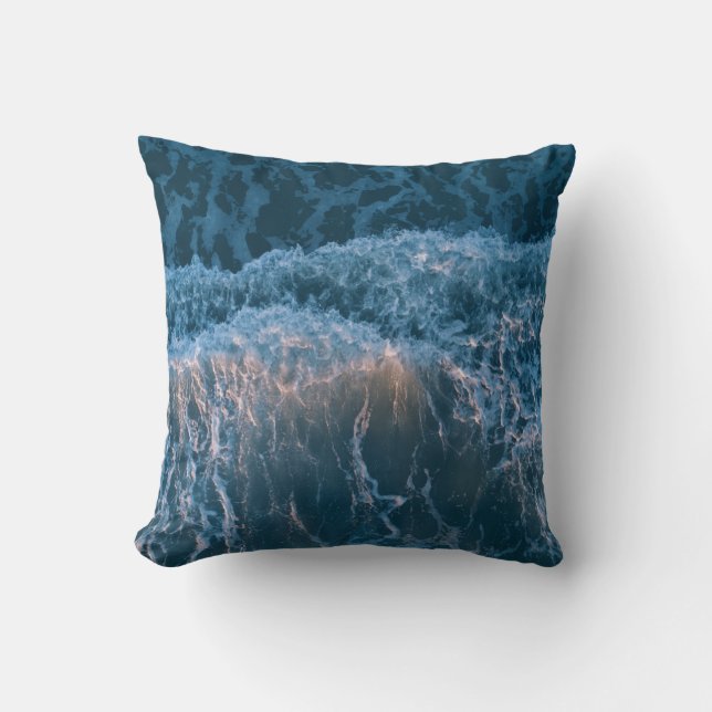 Wonderful Blue Waves Throw Pillow (Front)