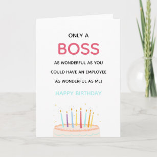 wonderful boss/manager funny birthday cake modern  card