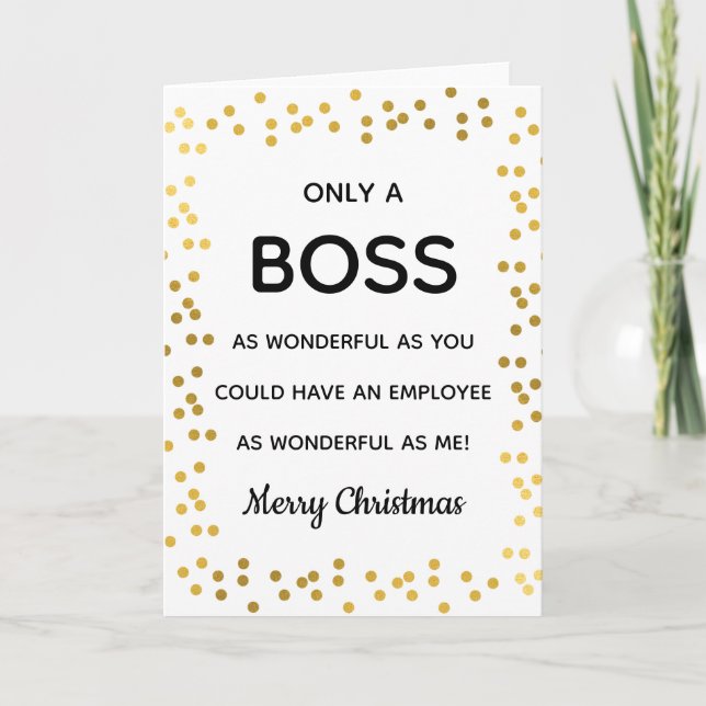wonderful boss/manager funny merry Christmas gold Card (Front)