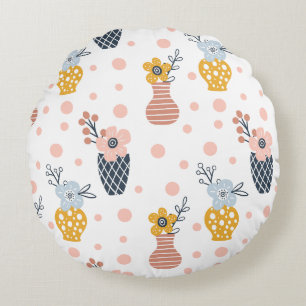 Wonderful Botanical Floral Design Round Pillow