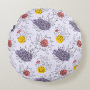 Wonderful Botanical Floral Design Round Pillow