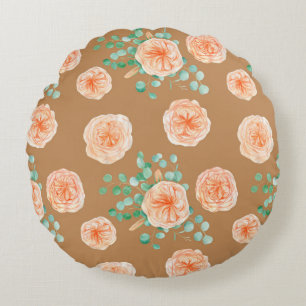Wonderful Botanical Floral Design Round Pillow