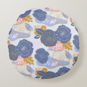 Wonderful Botanical Floral Design Round Pillow