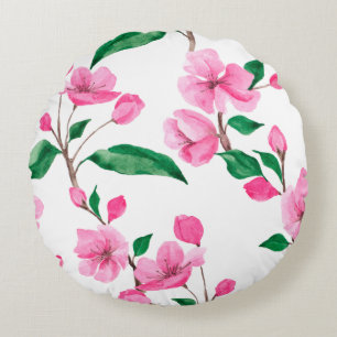 Wonderful Botanical Floral Design Round Pillow