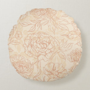 Wonderful Botanical Floral Design Round Pillow