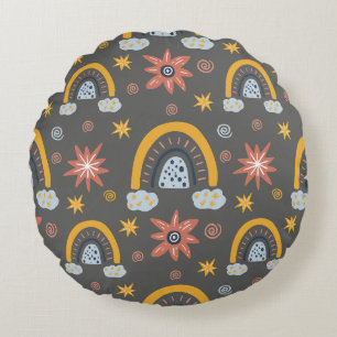 Wonderful Botanical Floral Design Round Pillow
