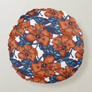 Wonderful Botanical Floral Design Round Pillow