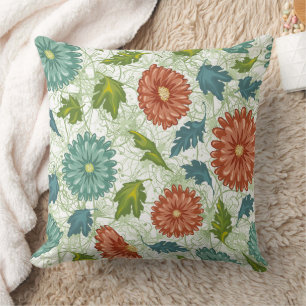 Wonderful Botanical Floral Design Throw Pillow