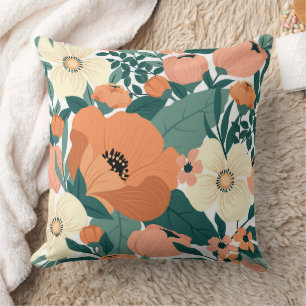 Wonderful Botanical Floral Design Throw Pillow