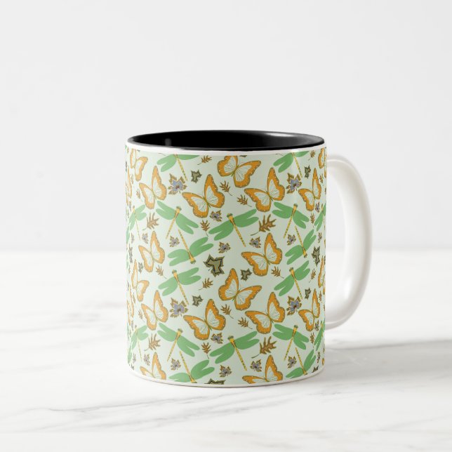 Wonderful Butterfly Pattern Two-Tone Coffee Mug (Front Right)