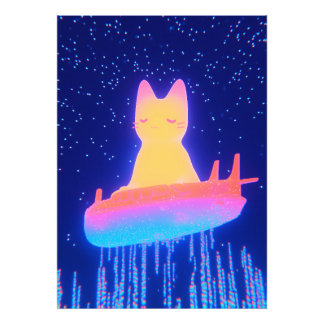 Wonderful Cat in the Rainbow Spaceship  Photo Print