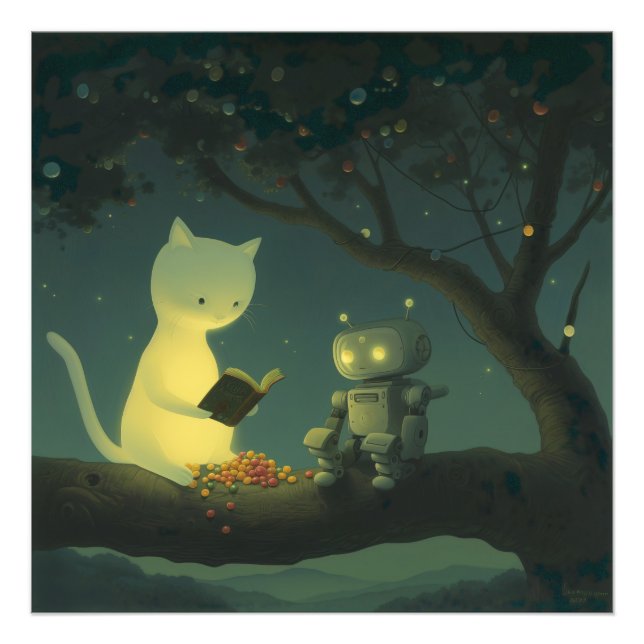Wonderful Cat & Little Robot: Blissful Hours Photo Print (Front)