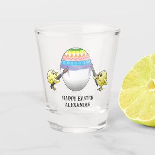 Wonderful chicks paint an Easter egg Shot Glass
