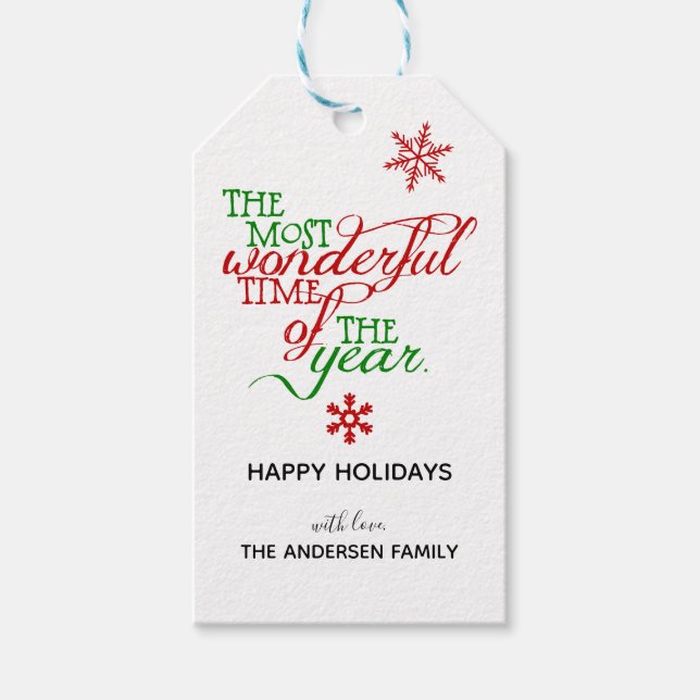 Wonderful Christmas holiday gift tag (Front)