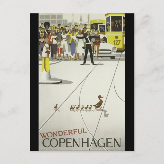 Wonderful Copenhagen Denmark vintage travel poster Postcard (Front)