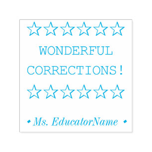 "WONDERFUL CORRECTIONS!" Grading Rubber Stamp