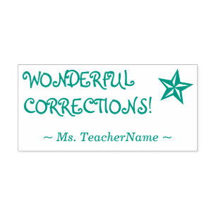 "WONDERFUL CORRECTIONS!" Instructor Rubber Stamp