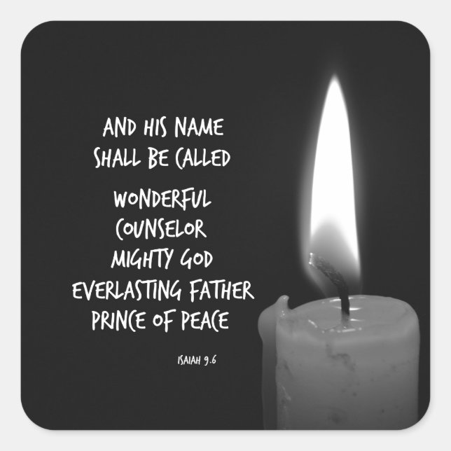 Wonderful Counsellor Prince of Peace Scripture Square Sticker (Front)