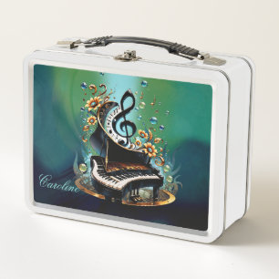 Wonderful curved fantasy piano  metal lunch box