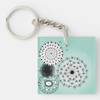 Wonderful Dandelions Blue Acrylic Keychain