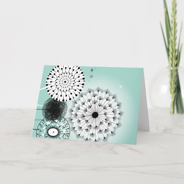Wonderful Dandelions Blue Greeting Card (Front)