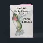 Wonderful Daughter Birthday Sweet Hummingbird Card<br><div class="desc">Celebrate your daughter’s birthday with a lovely hummingbird watercolor card. Designed with soft colors of cream,  green and pink,  the realistic ruby throated hummingbird painting is elegant and stylish. Perfect for a woman who loves birds and beautiful pictures of nature.</div>