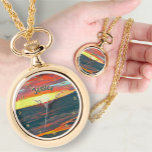 Wonderful Day 1490 Necklace Watch<br><div class="desc">Painting "Wonderful Day 1490" Collection Personalize on the product page or click the "Customize" button for more design options. Design created from my painting "Wonderful Day 1490" captures the end of a beautiful day and children relaxing on the warm sand north of Hotel Krystal in Puerto Vallarta, Mexico. Matching products...</div>