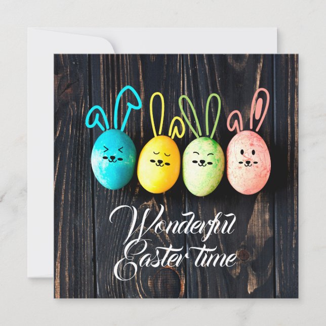 Wonderful Easter time with colorful eggs Holiday Card (Front)