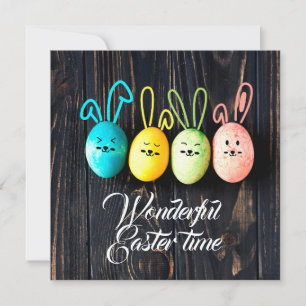 Wonderful Easter time with colorful eggs Holiday Card