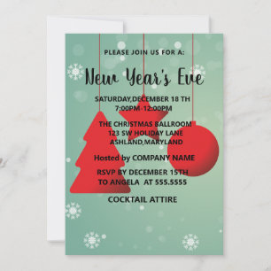 Wonderful, Elegant, Red New Year Balls Invitation