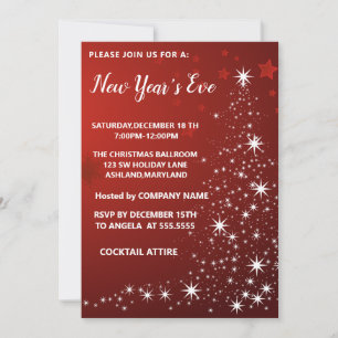 Wonderful, Elegant, Red Sparkly New Year  Invitation