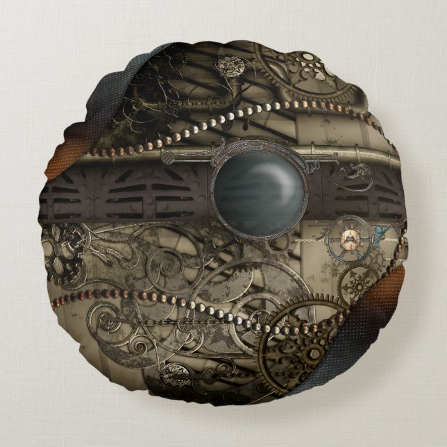 Wonderful elegant steampunk design round pillow (Front)