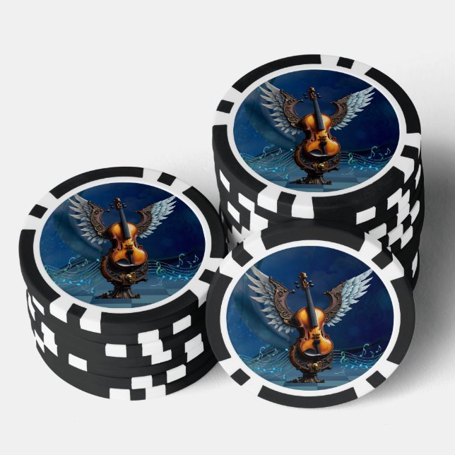 Wonderful elegant violin with wings. poker chips (Stack)