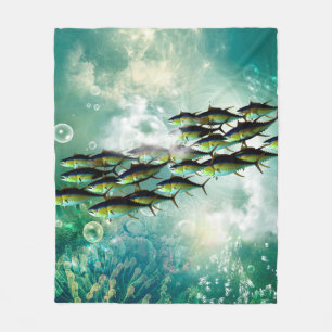 Wonderful fish shoal fleece blanket