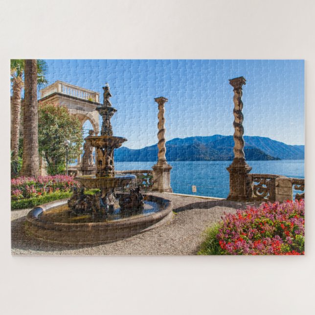 Wonderful fountain in a garden on Lake Como, Italy Jigsaw Puzzle (Horizontal)