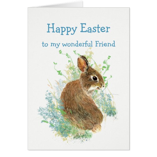 Wonderful Friend Custom Easter Cute Bunny Rabbit Card