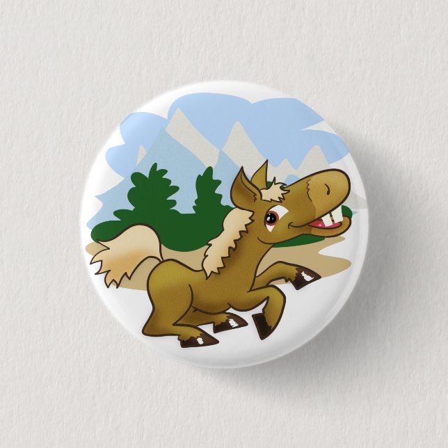 Wonderful Galloping Horse 1 Inch Round Button (Front)