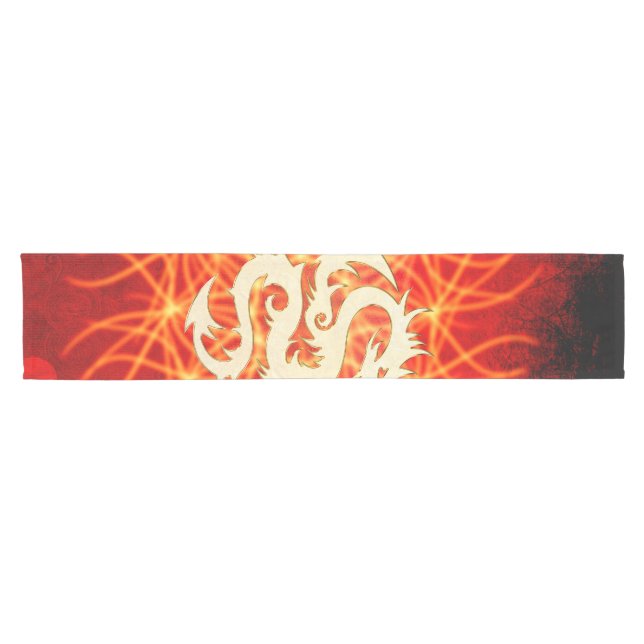 Wonderful golden dragon short table runner (Horizontal)