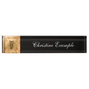 Wonderful golden owl nameplate