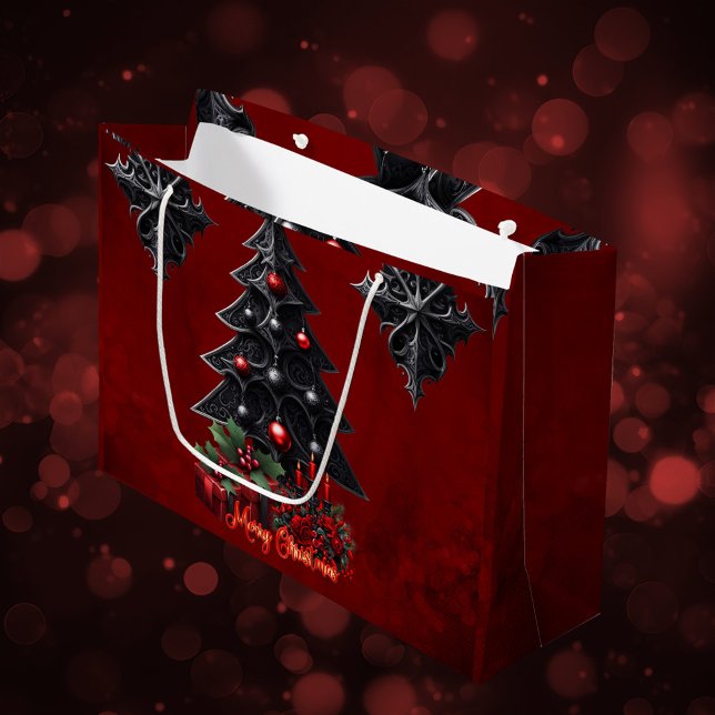 wonderful gothic christmas tree  large gift bag (Gothic christmas tree)