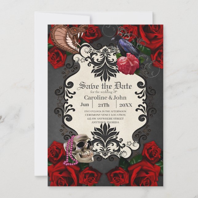 Wonderful gothic design save the date (Front)