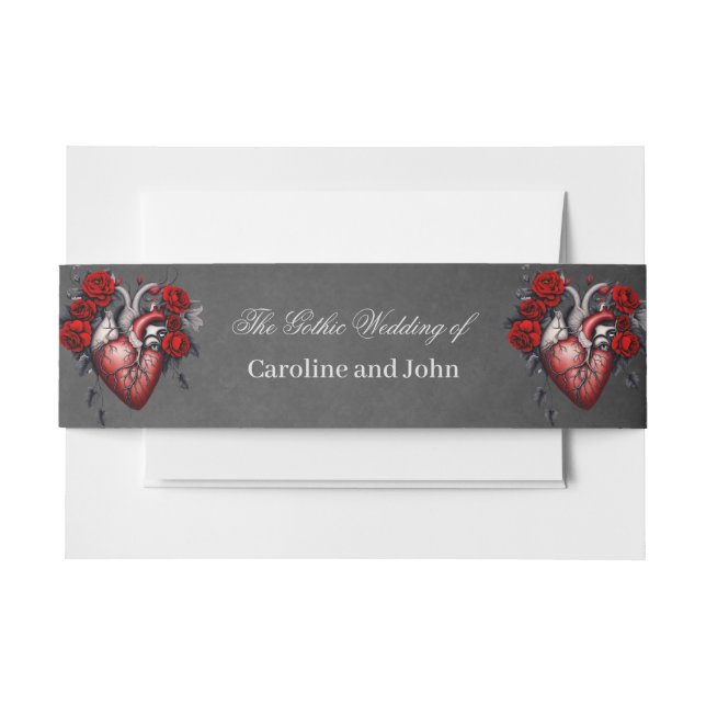 Wonderful gothic Victorian heart Invitation Belly Band (Front Example)